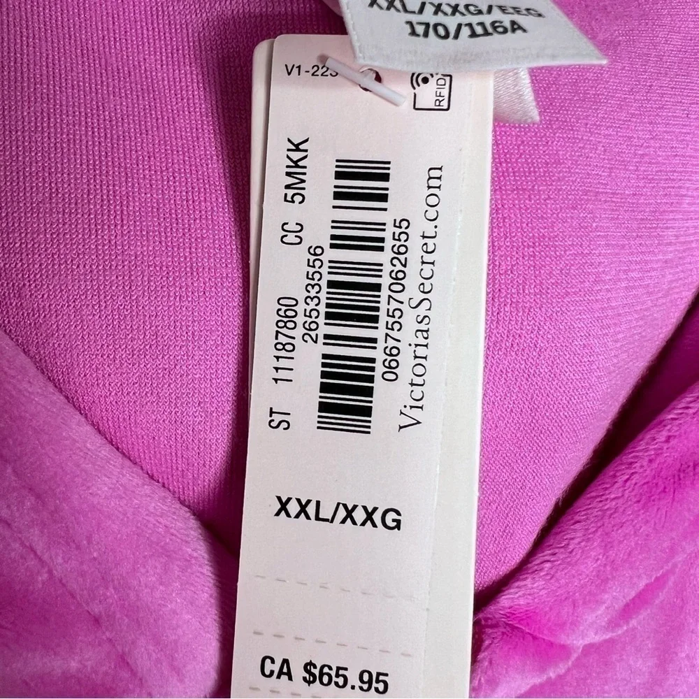 Victoria Secret Sweater Women XXL Velvet Zip Up Pink Hooded Barbiecore B22